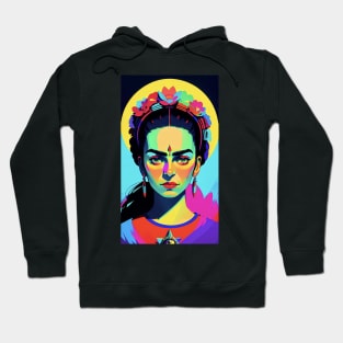 Frida's Kaleidoscopic Carnival: Colorful Illustration Hoodie